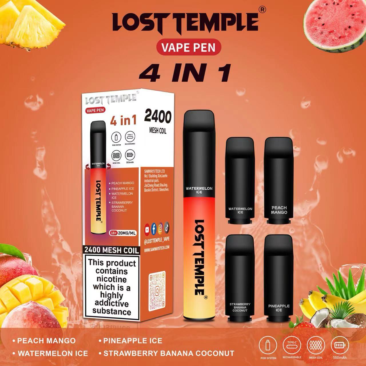 4 in 1 Lost temple 2400 Puffs Disposable Pod System Kit