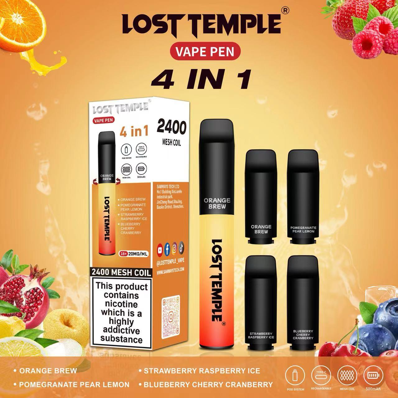 4 in 1 Lost temple 2400 Puffs Disposable Pod System Kit
