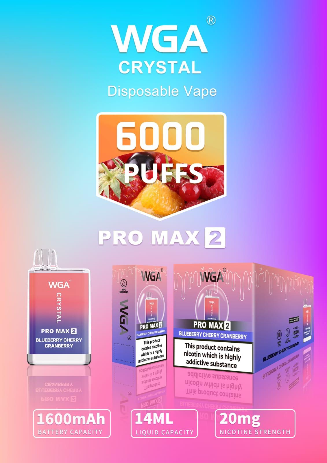 WGA Crystal Pro Max 2 6000 Puffs Disposable Vape Box-of-10
