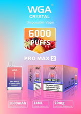 WGA Crystal Pro Max 2 6000 Puffs Disposable Vape Box-of-10