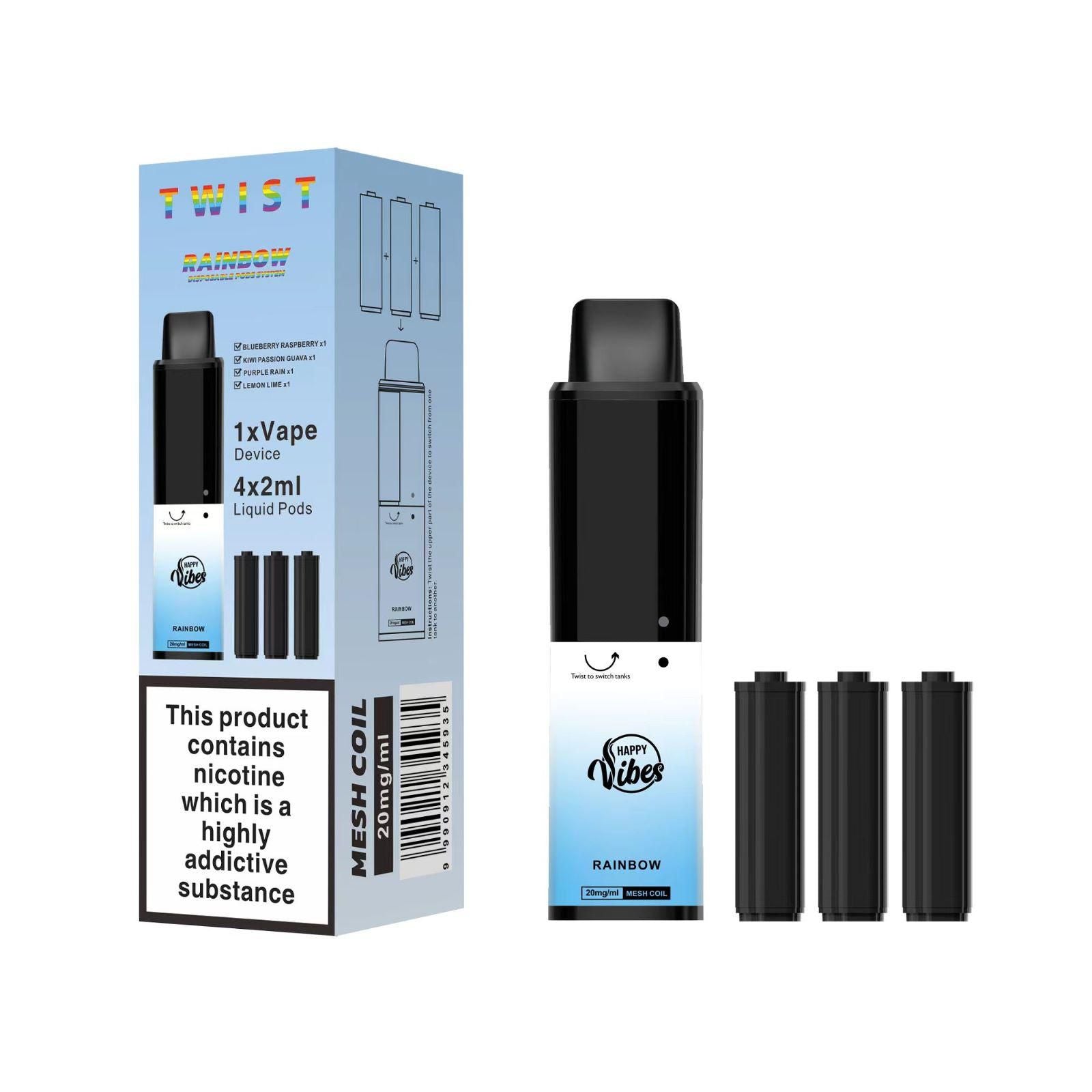Happy Vibes Twist 2400 Disposable Vape Pod Device - Box of 10