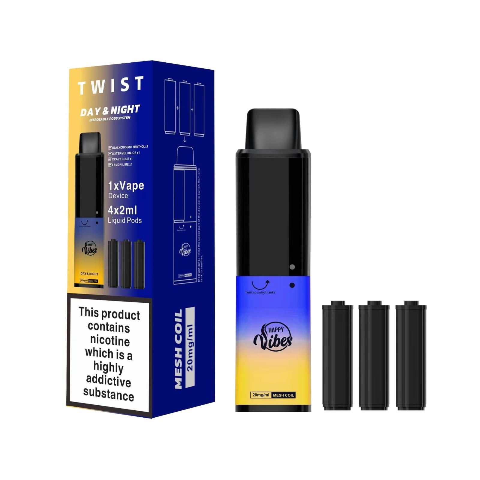Happy Vibes Twist 2400 Disposable Vape Pod Device - Box of 10