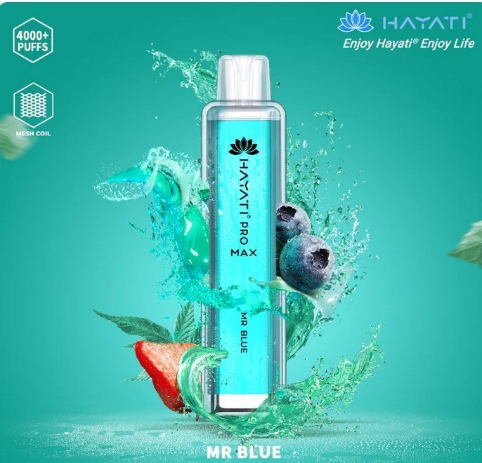 Zero Nicotine Hayati Crystal Pro Max 4000 Disposable Vape Puff Bar Box of 10