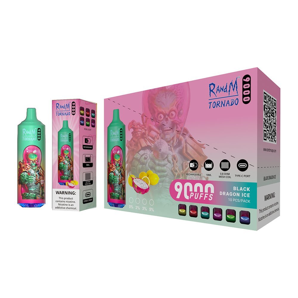 RandM Tornado 9000 Disposable Vape Puff Pod Box of 10
